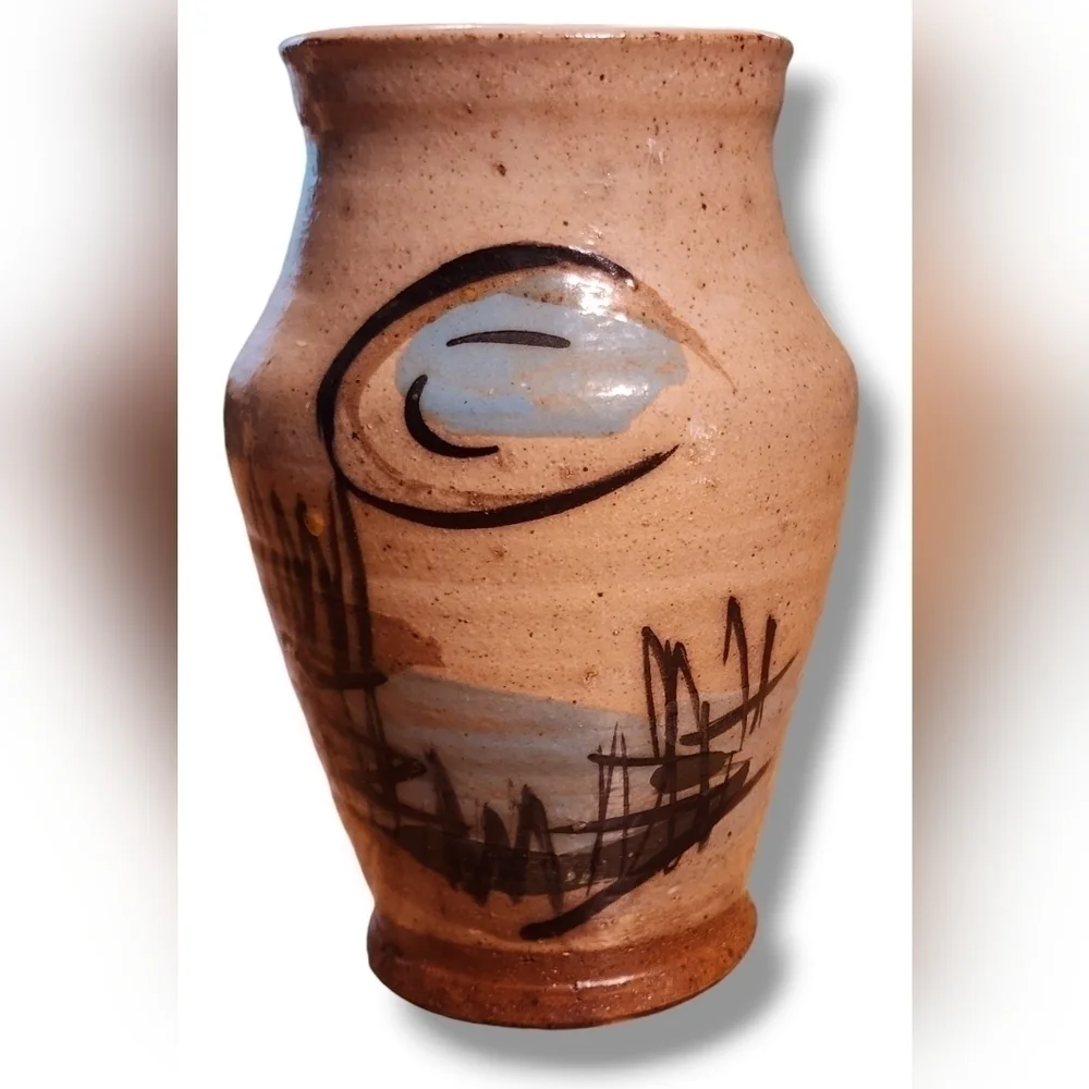 RMX Vintage Handcrafted Hand Painted Ceramic Vase Signed By Artist